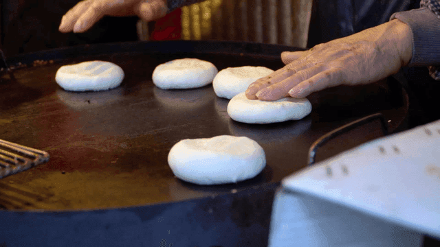 Hotteok dough on iron plate