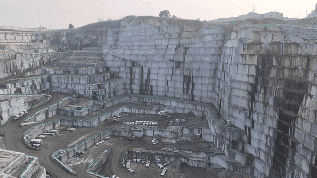 Large quarry with terraced stone walls