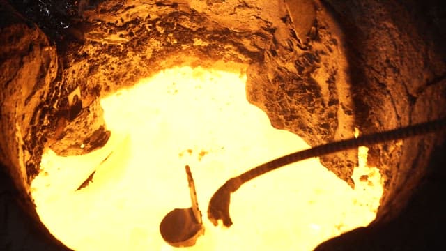 Molten metal in a furnace