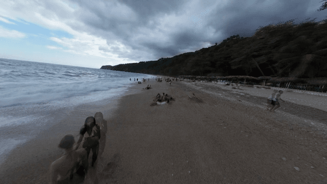 A scenic beach with waves and people