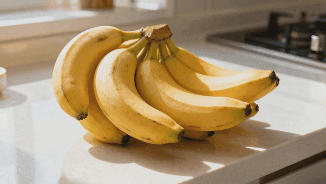 주방 조리대 위의 잘 익은 바나나