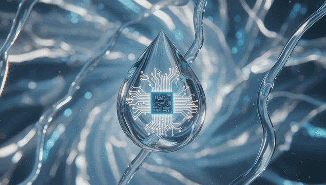 Microchip inside a water droplet