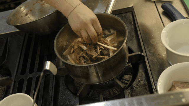 Cooking soup with vegetables and meat