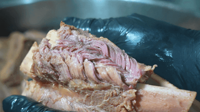 Tender galbitang meat that tears apart by hand