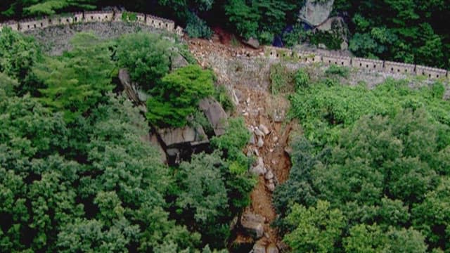 Landslide in Mountain Caused by Heavy Rain