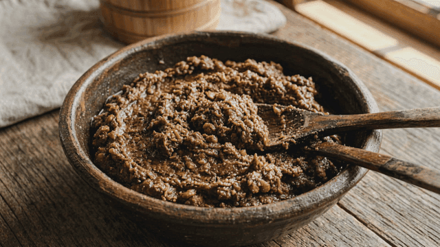 Bowl containing traditional Korean soybean paste
