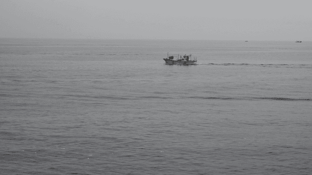 고요한 바다를 항해하는 어선