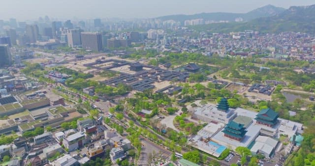 City view with Gyeongbokgung Palace