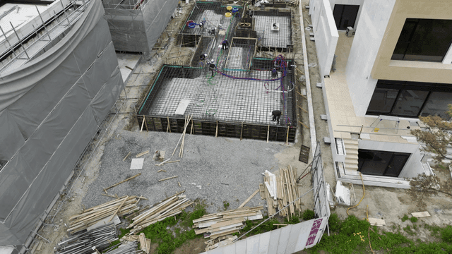 Construction workers at a building site
