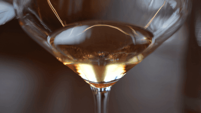 White wine glass with light