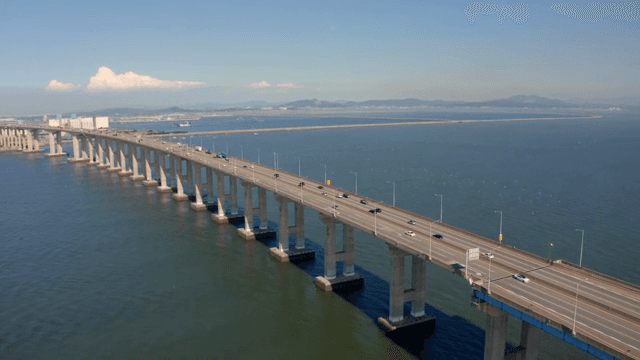 Long bridge over a calm sea