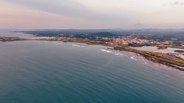 Coastal city with expansive ocean view