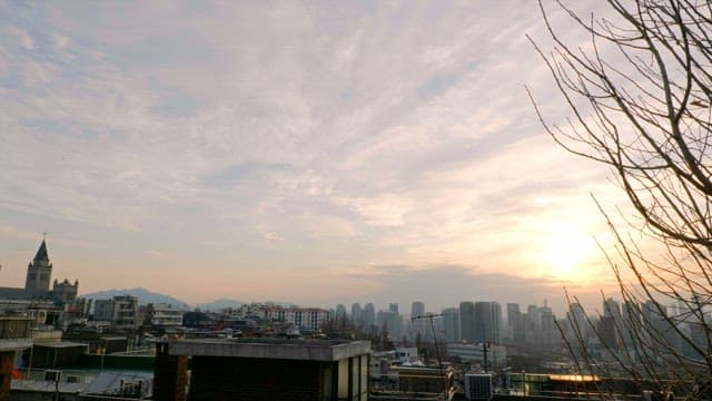 Sunset illuminating the skyline