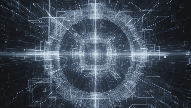 Digital tunnel with glowing lines