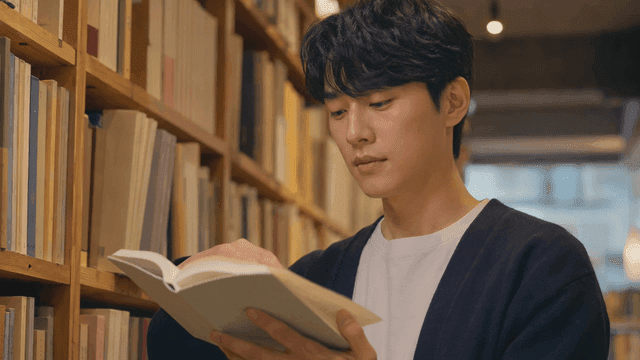 도서관에서 책을 읽는 남자