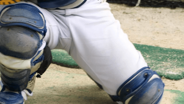 보호 장비를 착용한 야구 포수