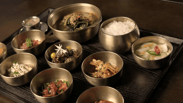 Traditional Korean cuisine with variety of dishes