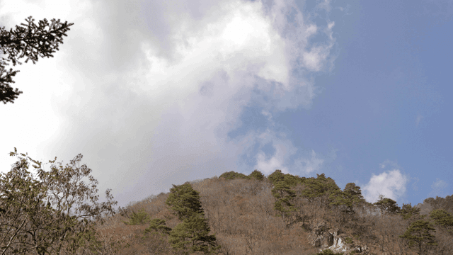 Tranquil mountain landscape with clouds