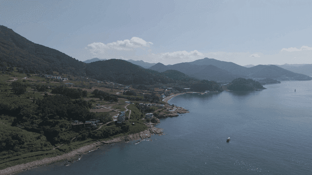 Coastal landscape with mountains and sea