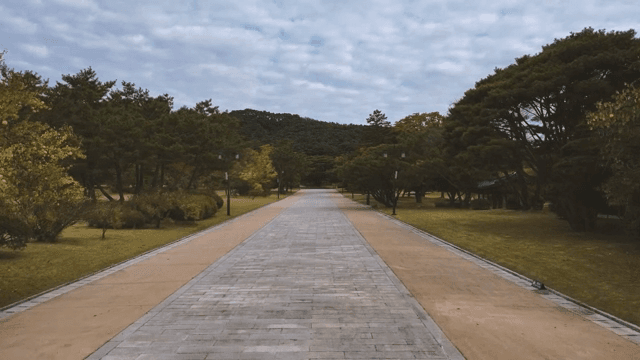 Traditional Korean gate and scenic path