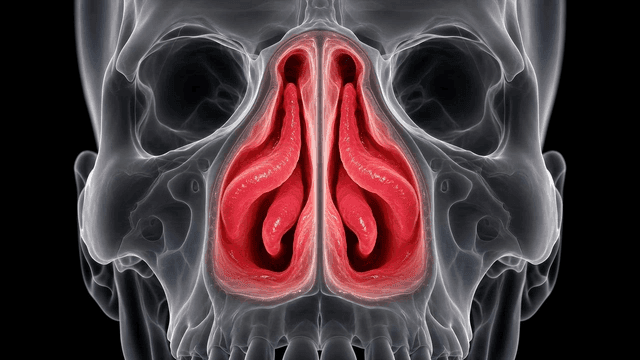 Detailed view of emphasized nasal cavity structure