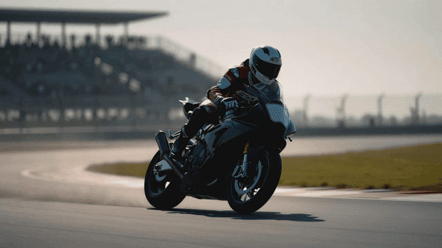 Motorcycle racing on a track