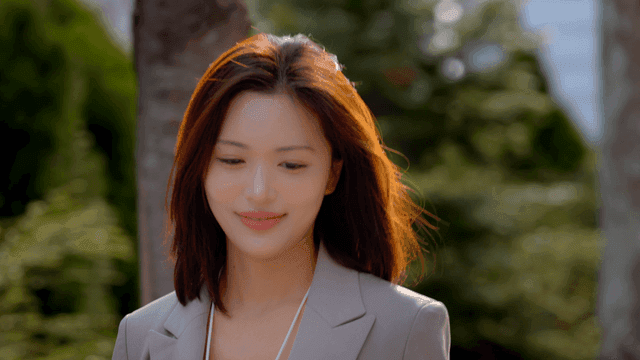 Working woman walking in park