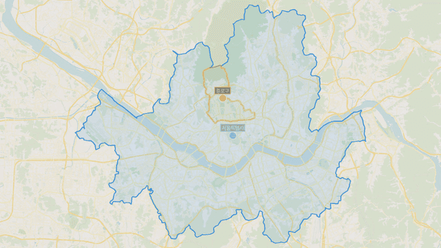 Map showing boundaries of Jongno-gu, Seoul