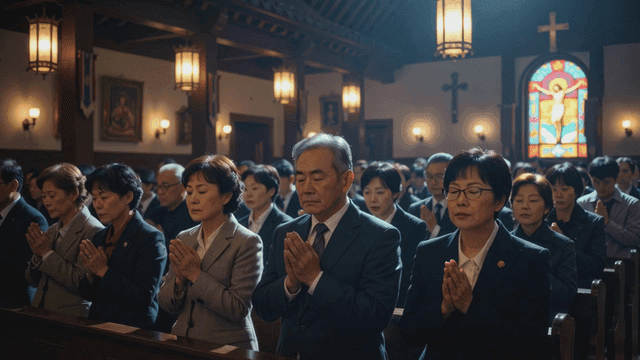 People praying in a church