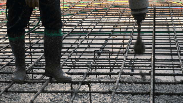 Concrete pouring on a construction site