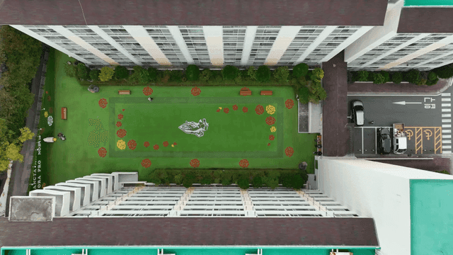 View overlooking garden between apartments