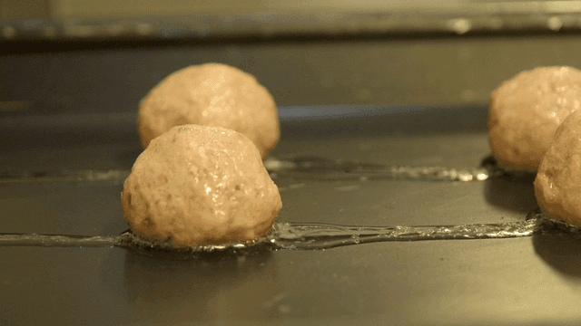 Meatballs on tray