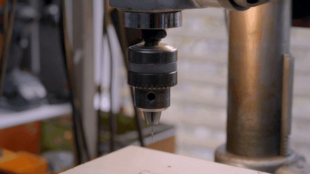 Close-up shot of drill press