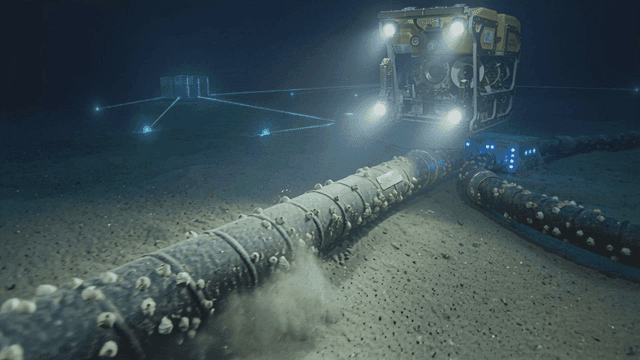 Underwater robot inspecting seabed cable