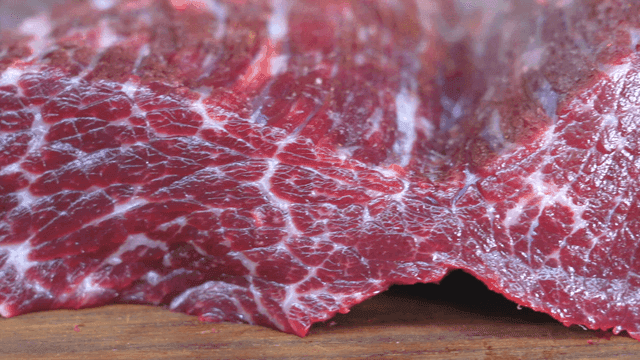 Korean beef raw marbled meat on a board