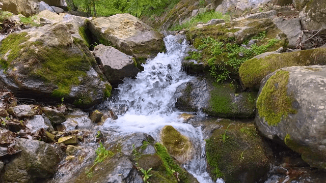 Small waterfall flowing over rocks