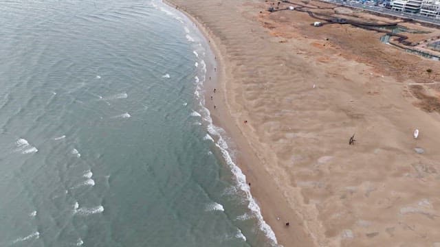 부드러운 파도가 있는 넓은 해변