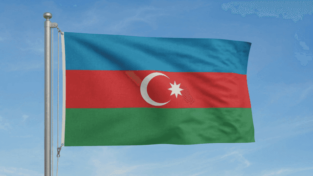 Azerbaijan flag waving in the wind