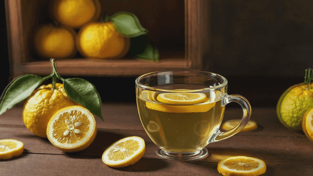 Yuja tea and fresh yuja fruit