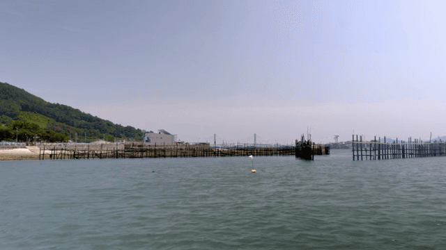 Coastal aquaculture structures in the sea