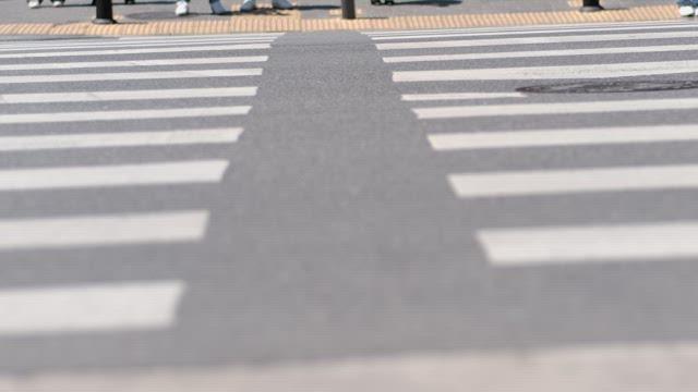 Busy Pedestrians Crossing Urban Street