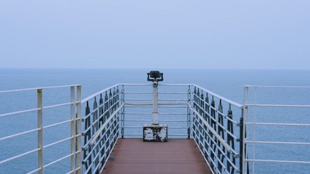 Man Overlooking the Sea on the Observatory