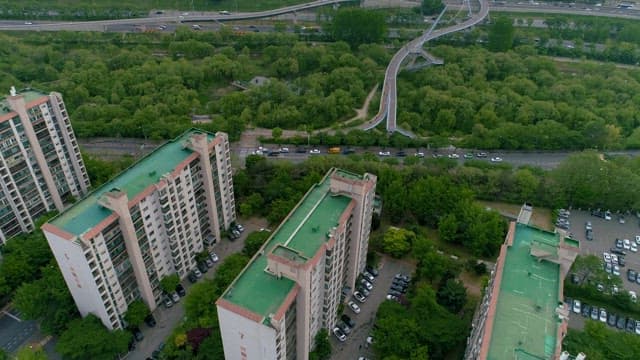 Urban Park Blending in with the Bustling Cityscape