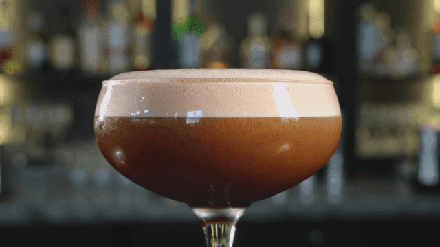 Coffee cocktails with cream at bar