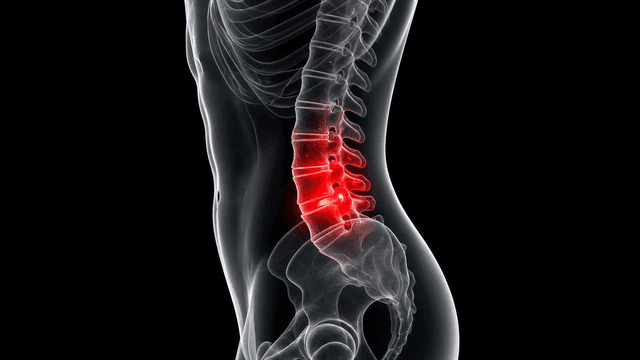 Highlighted lower spine in a human body