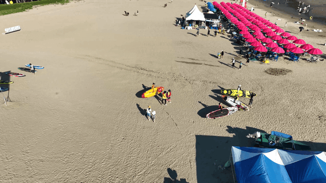 People enjoying a sunny day at the beach