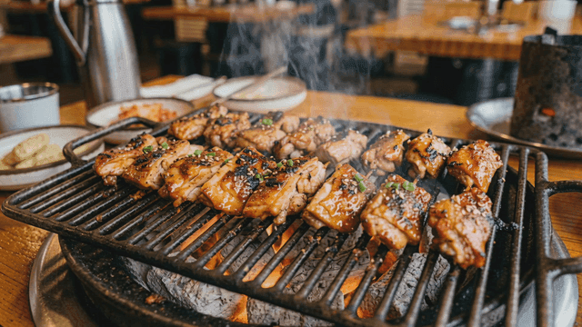 Grilled chicken on a charcoal grill