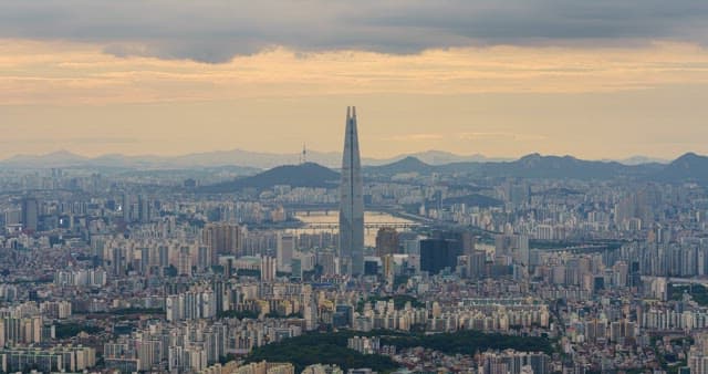 Panoramic view and sky of Seoul, the metropolitan city from day to night