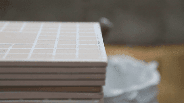 Stack of tiles in a workshop