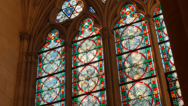 Stained glass windows in a cathedral